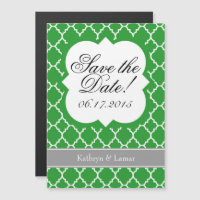 Imã salve a data de Quatrefoil Branco Verde
