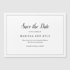 Convite Magnético Imã salve a data Elegante Branca Simples