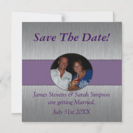 Convite Magnético Imã salve a data Púrpura e Prata Personalizada