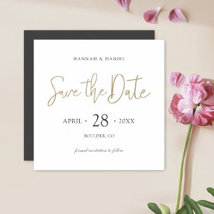 Convite Magnético Imã salve o dia Sem Fotografia Script Dourado Pers