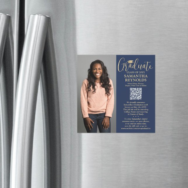 Convite Magnético Imagem de Anúncio de Foto Dourada do Marinho de Fo (Criador carregado)