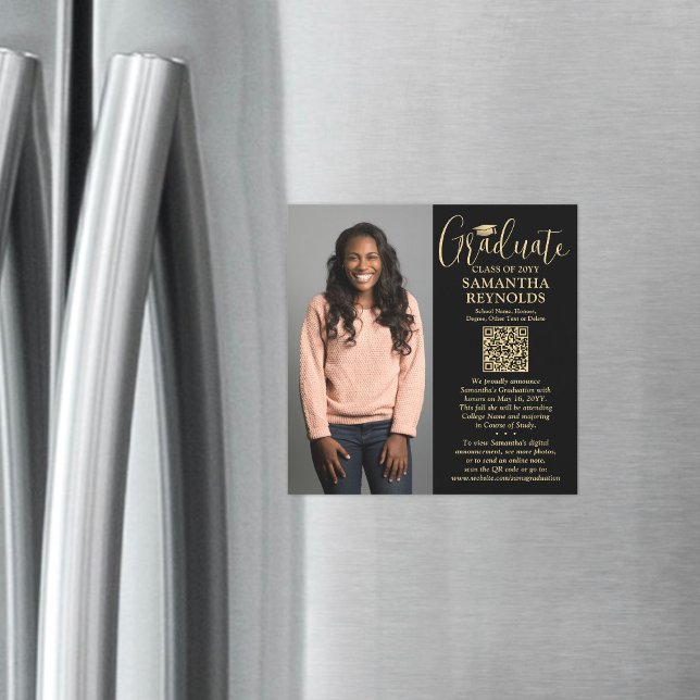 Convite Magnético Imagem de Anúncio de Foto Dourada Preta para Forma (Criador carregado)