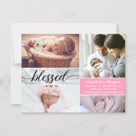 Convite Magnético Imagem de Bebê-Rapariga-Rosa-Rosa-Elegante