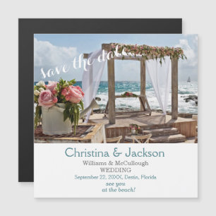Convite Magnético Imagem de Casamento na Praia Salve a Data Casament