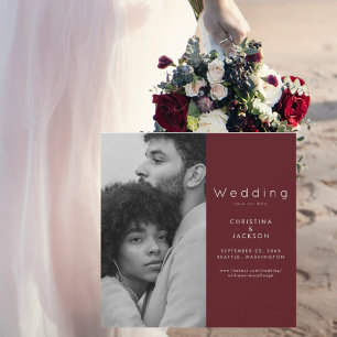 Convite Magnético Imagem do Casal Vermelho Elegante Salva a Data