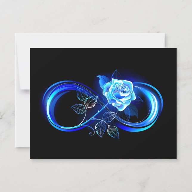 Convite Magnético Infinito brilhante com rosa azul (Frente)