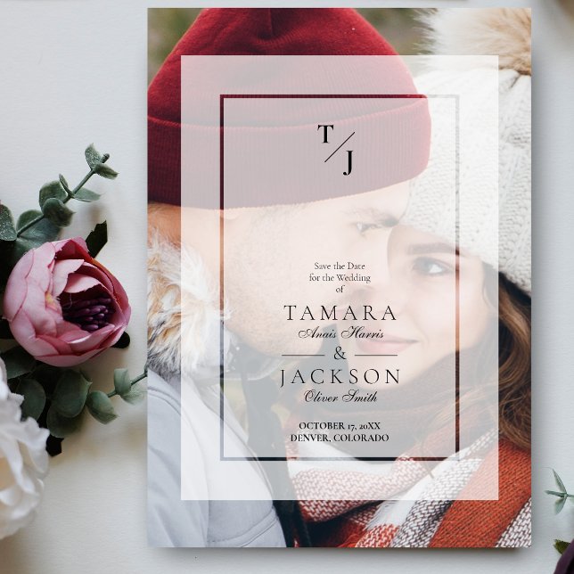 Convite Magnético Iniciais de Efeito de Transparência do Vellum Casa (Criador carregado)