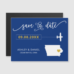 Convite Magnético Iowa Wedding Save the Date Card, Mapa