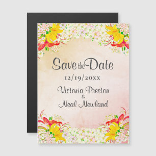 Convite Magnético Jardim de Flores de Lírio Casamento Salve a Data