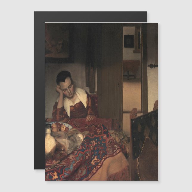 Convite Magnético Johannes Vermeer, Jovens Mulheres Dormindo (Frente/Verso)