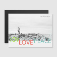 Joy Love Peace Minimalist Magnetic Photo Postcard