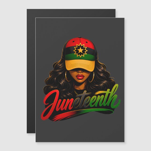 Convite Magnético Juneteenth Mulheres Afro Negras Melanina Liberdade (Frente/Verso)