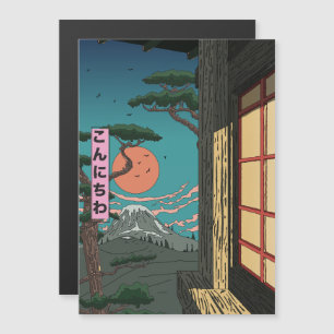 Convite Magnético Konnichiwa Pôr do Sol Japonês
