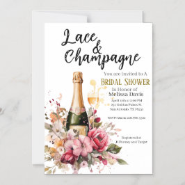 Convite Magnético Lace & Champagne Bridal Shower Invitation
