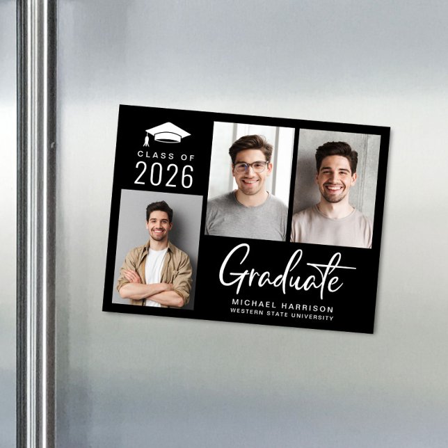 Convite Magnético Lançamento de Imagem de Graduação de Fotos 2025 (Modern Photo Graduation Magnet Announcement)