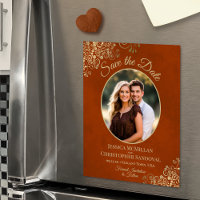 Laranja Enferrujado & Dourado Casamento Salvar Dat