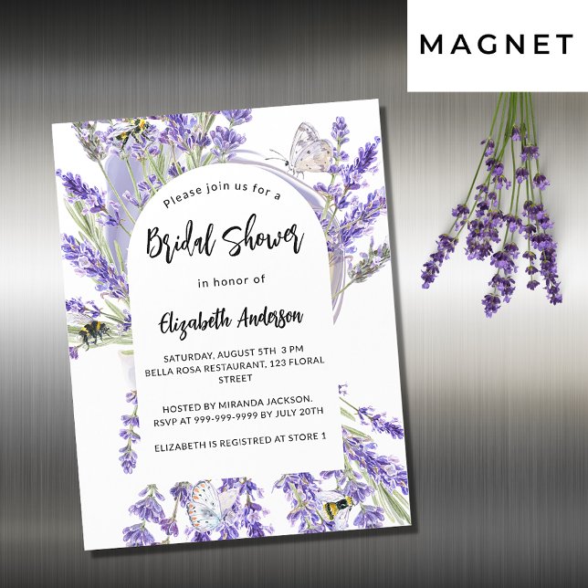 Convite Magnético Lavanda floral violeta chá de panela de luxo (Criador carregado)