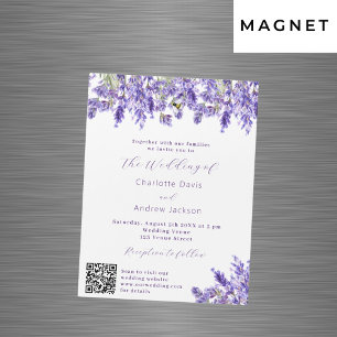 Convite Magnético Lavandas florais QR RSVP detalhes do casamento de