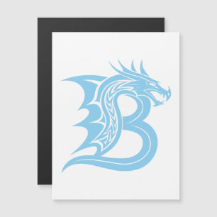 Convite Magnético Letra B Estilizada com Dragão, Alfabeto de Dragão,
