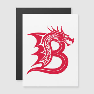 Convite Magnético Letra B Estilizada com Dragão, Alfabeto de Dragão,