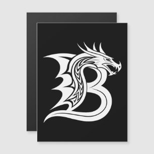 Convite Magnético Letra B Estilizada com Dragão, Alfabeto de Dragão,