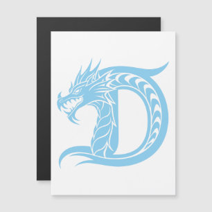 Convite Magnético Letra D Estilizada com Dragão, Alfabeto de Dragão,