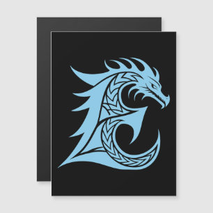 Convite Magnético Letra E Estilizada com Dragão, Alfabeto de Dragão,