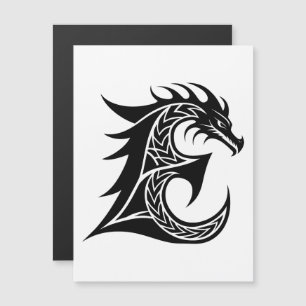 Convite Magnético Letra E Estilizada com Dragão, Alfabeto de Dragão,