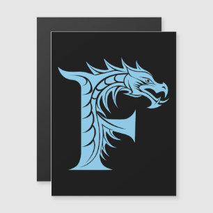 Convite Magnético Letra F Estilizada com Dragão, Alfabeto de Dragão,