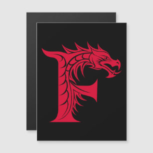 Convite Magnético Letra F Estilizada com Dragão, Alfabeto de Dragão,