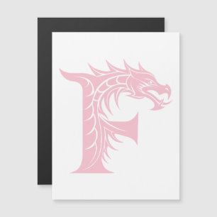 Convite Magnético Letra F Estilizada com Dragão, Alfabeto de Dragão,