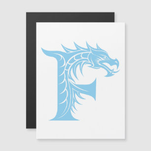 Convite Magnético Letra F Estilizada com Dragão, Alfabeto de Dragão,