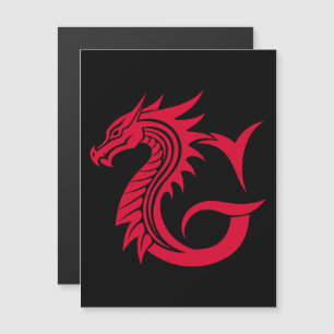 Convite Magnético Letra G Estilizada com Dragão, Alfabeto de Dragão,