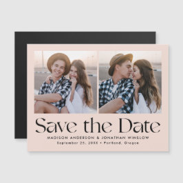 Convite Magnético Letreiro Vintage Moderno Rosa Save the Date Foto