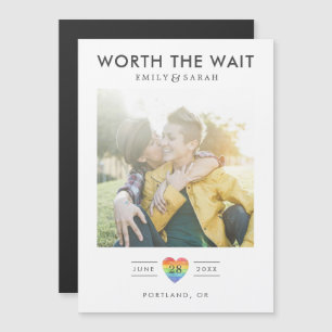 Convite Magnético LGBTQ de Casamento Adiado Salve a Data com Foto