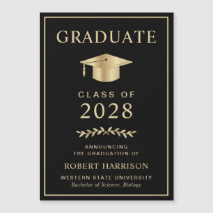 Convite Magnético Licenciatura Dourada para Faculdade Elegante