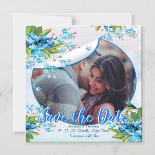 Convite Magnético Lilac Esqueça-me-não Flor Salve as datas Anunciar