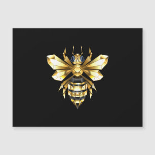 Convite Magnético Logotipo Faux Gold Foil Polygonal da Abelha em Pre