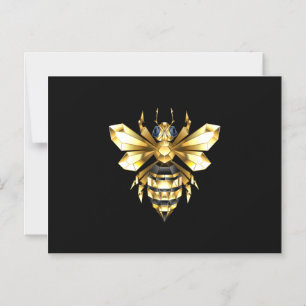 Convite Magnético Logotipo Faux Gold Foil Polygonal da Abelha em Pre