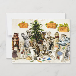 Convite Magnético Louis Wain Cats Christmas Party Magnetic Card