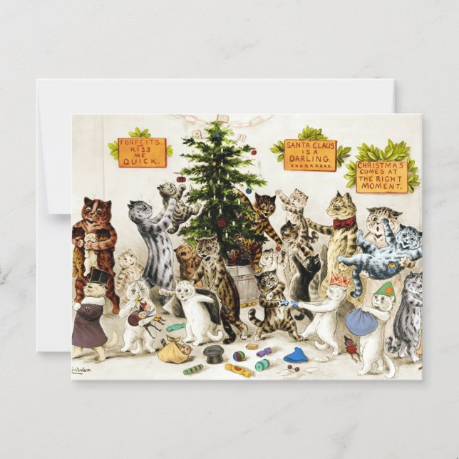 Convite Magnético Louis Wain Cats Christmas Party Magnetic Card (Frente)