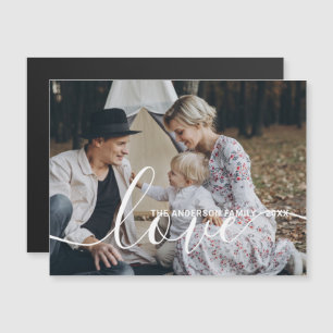 Convite Magnético 'Love' Foto personalizada da família com nome pers