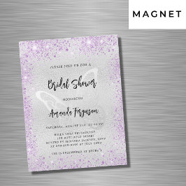 Convite Magnético luxo de borboletas violeta chá de panela