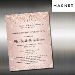 Convite Magnético luxo formal elegante de rosa festa de aniversário<br><div class="desc">Para uma elegante festa de aniversário 50th (ou qualquer idade). Um fundo de gradiente rosa ouro. Decorado com rosa dourado falso brilho. Personalize e adicione um nome e detalhes da parte. O nome é escrito com um script de estilo manuscrito</div>