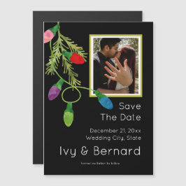 Convite Magnético Luzes de Natal em Foto Preta Salvar a Data