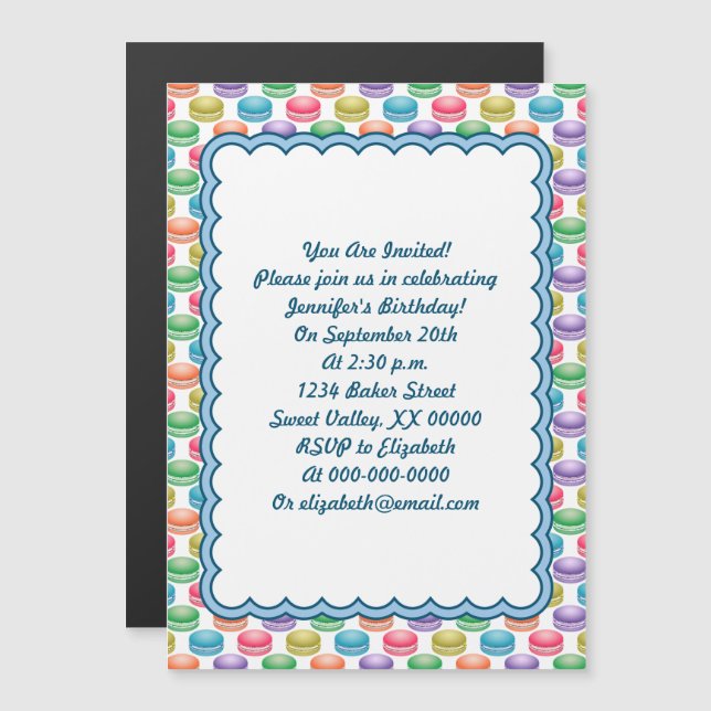 Convite Magnético Macarões Coloridos de Cookies de pop Art (Frente/Verso)