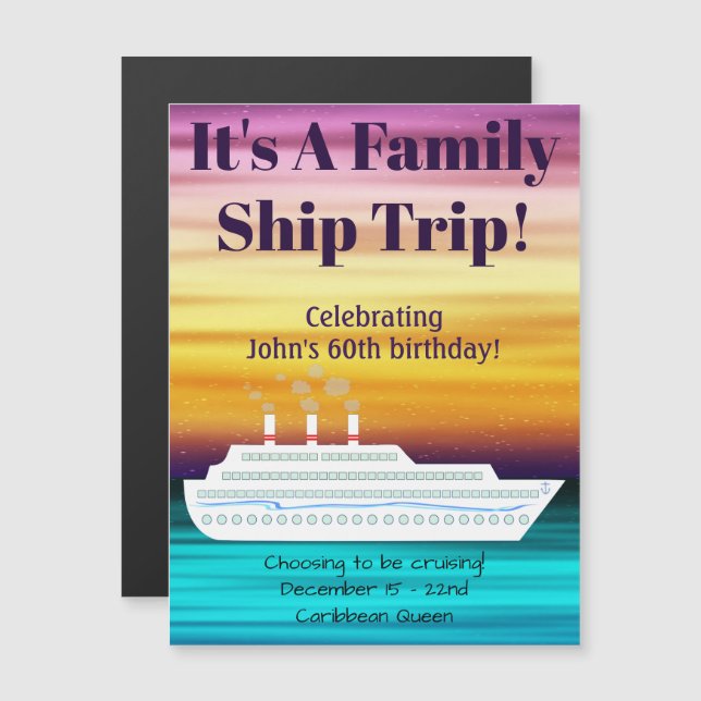 Convite Magnético Magnet da Porta do Tema Sunset do Navio de Cruzeir (Frente/Verso)