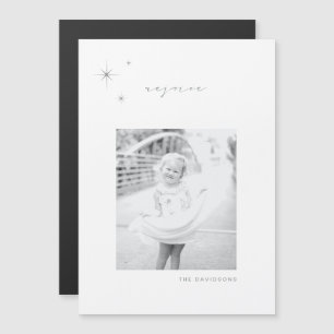 Convite Magnético Magnet de Feriado Radiante Branco e Prateado