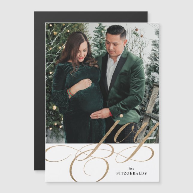 Convite Magnético Magnet de Férias Festivas, brancas e Douradas (Frente/Verso)