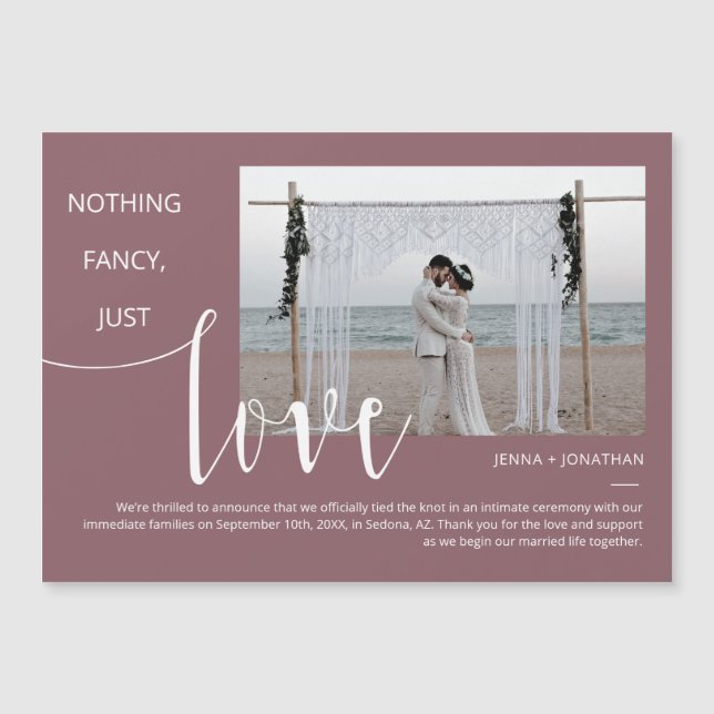 Convite Magnético Magnet de Fotografia Mínima de Script Moderno Roxo (Frente)